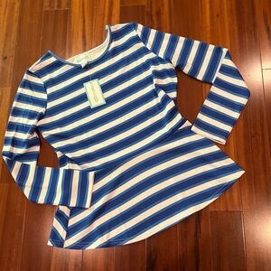 New NWT Caya Costa Rashguard Swim Top Blue Stripe Long Sleeve UPF 40‎ Size Large